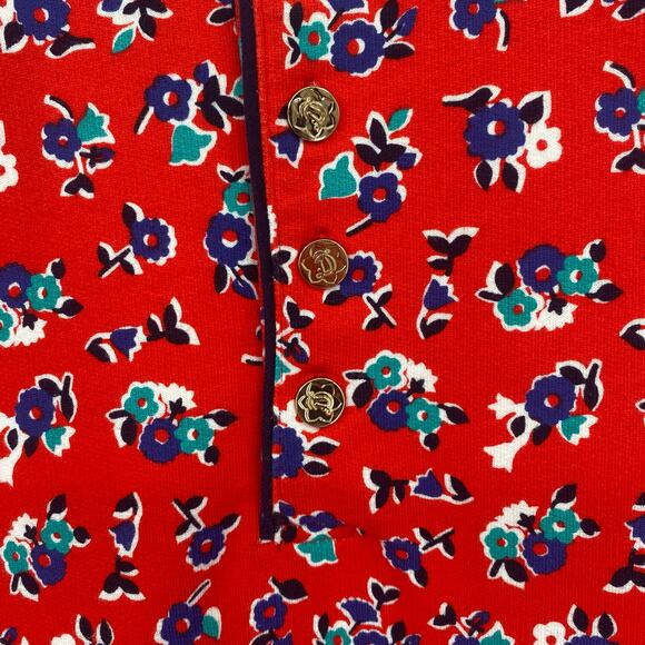Draper James Women's Georgia Red Floral Mini Henley Dress Size Large - Picture 8 of 11